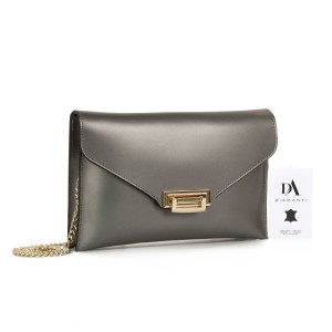 Geanta dama de umar din piele naturala DiAmanti Allegra Argento Scuro